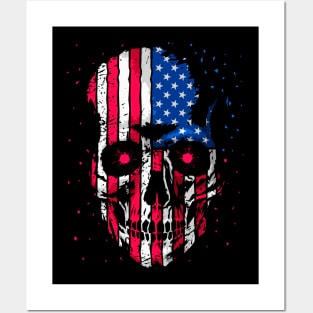 Skull Flag USA Posters and Art